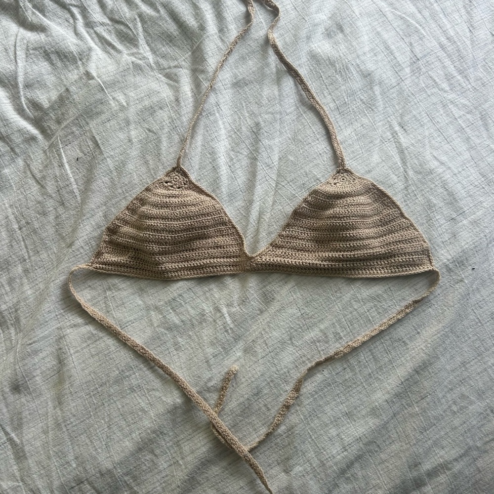 Tan Crochet Bikini Top